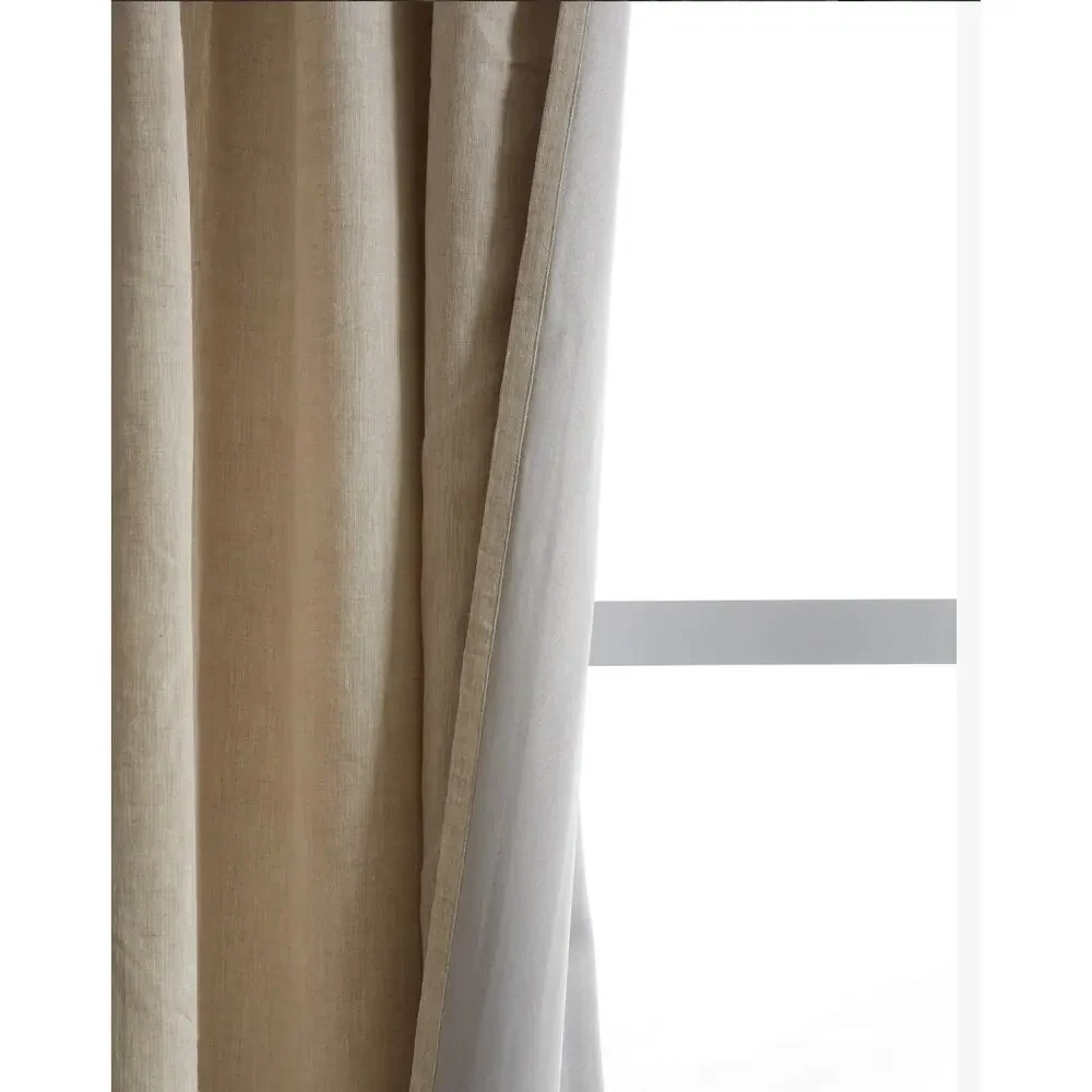 Quince European Linen Room Darkening Curtain Flax Single Panel 96x96 in NWT